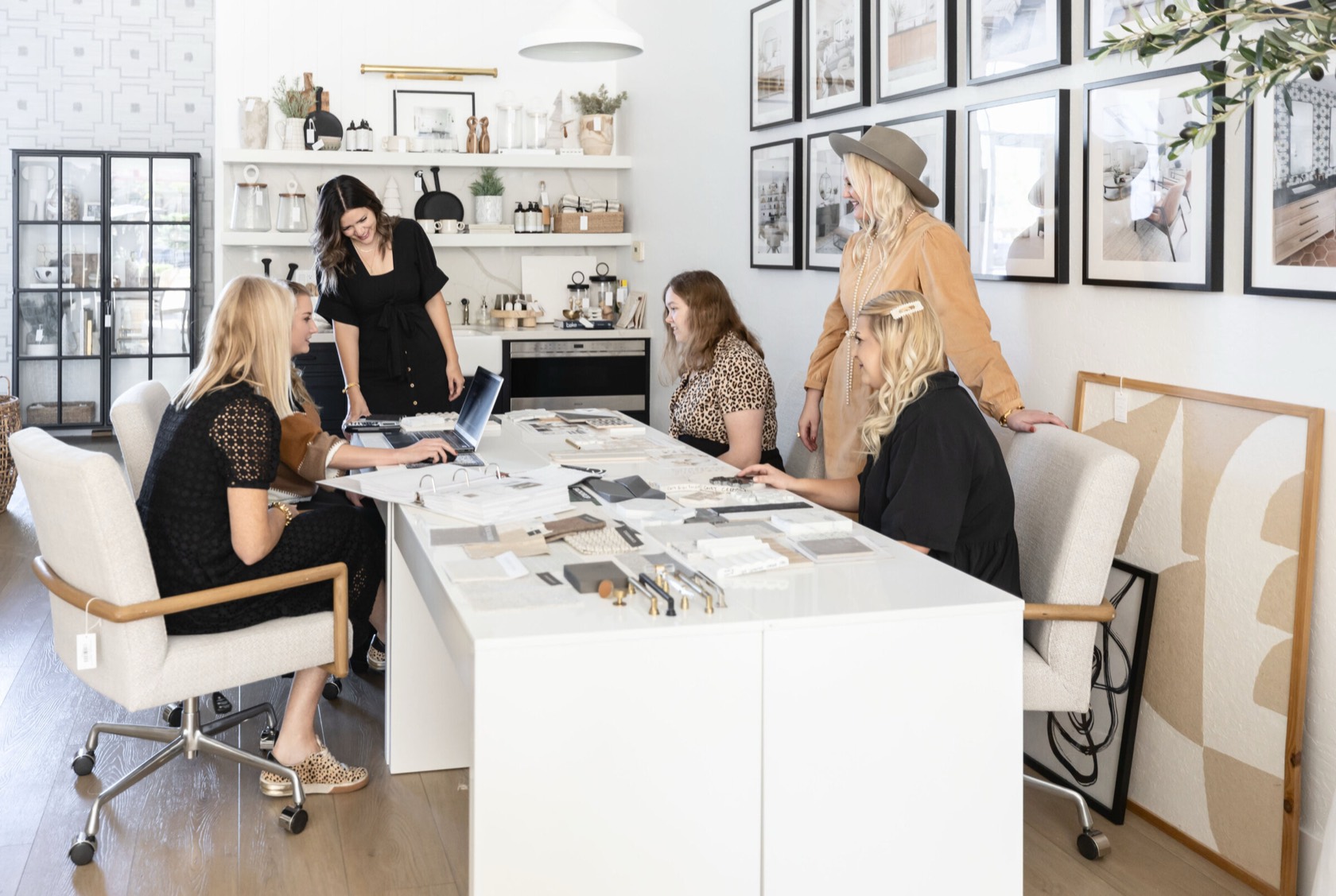 Treasure in the Detail designers reviewing finishes and samples in the Mesa studio